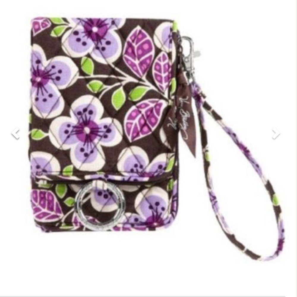 Vera Bradley Double ID Wristlet Plum Petals Print